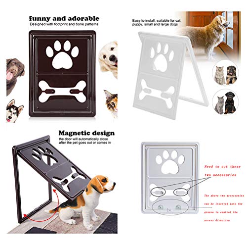 YTLJJ Puerta para Gatos Gatera Mascotas Puerta para Gato con Cierre Magnético,Puerta para Mascotas para Gatos Y Perros Pequeños,con Túnel,Puerta Abatible Y Cerradura Pantalla para Mascotas,Blanco