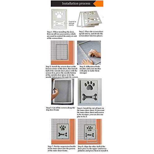 YTLJJ Puerta para Gatos Gatera Mascotas Puerta para Gato con Cierre Magnético,Puerta para Mascotas para Gatos Y Perros Pequeños,con Túnel,Puerta Abatible Y Cerradura Pantalla para Mascotas,Blanco