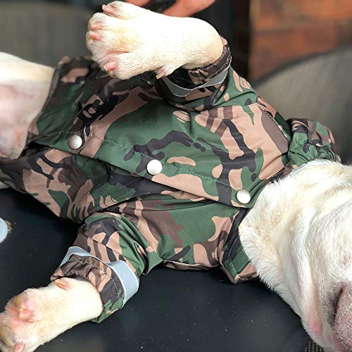 Yuanou Ropa Impermeable para Perros Bulldog francés Ropa para Perros Pug Ropa Impermeable para Mascotas Chaqueta Impermeable para Perros Reflectante