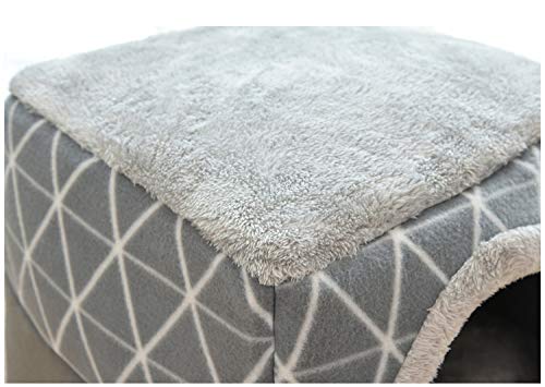 YunNasi Casas para Gato Cueva para Animales Casa de Gato Cama Cueva para Perros Cama para Gatos con Cojín Extraíble Lavable Cama para Perros Cálida en Invierno (35x33x30cm, Gris)