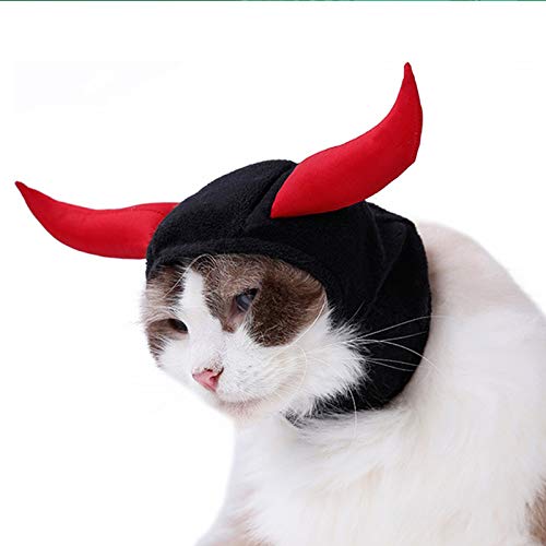 Yusea - Gorro para mascotas con diseño de cuernos de toro de diablo