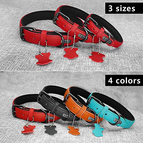 YXDZ Collar De Cuero Real para Perro, Collares Acolchados para Identificación De Perro, Accesorios para Perros Pequeños Medianos Grandes Pitbull Bulldog