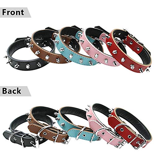 YXDZ Collares para Perros De Cuero Acolchado con Tachuelas Y Tachuelas De 1"De Ancho para Perros Pequeños Y Medianos Pitbull Terrier 11-17" SML Ajustable 5 Colores