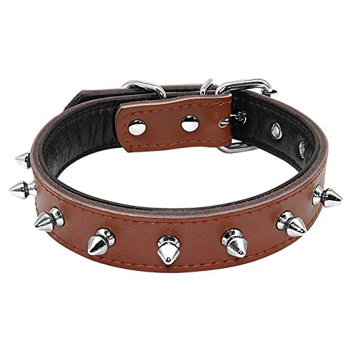 YXDZ Collares para Perros De Cuero Acolchado con Tachuelas Y Tachuelas De 1"De Ancho para Perros Pequeños Y Medianos Pitbull Terrier 11-17" SML Ajustable 5 Colores