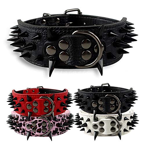 YXDZ Collares para Perros De Cuero con Tachuelas De 2"De Ancho Y Tachuelas Pitbull Bulldog Collar De Perro Grande Ajustable para Perros Medianos Grandes Boxer SML XL