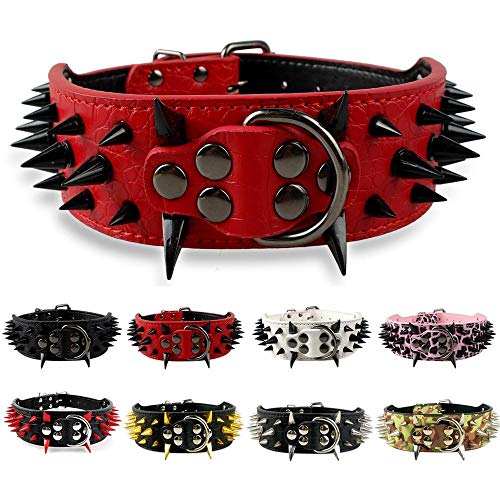 YXDZ Collares para Perros De Cuero con Tachuelas De 2"De Ancho Y Tachuelas Pitbull Bulldog Collar De Perro Grande Ajustable para Perros Medianos Grandes Boxer SML XL