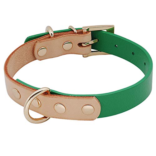 YXDZ Cute Collar De Cuero para Perro, Collares De Colores para Mascotas para Perros Pequeños Medianos, Gatos, Chihuahua, Pitbull, Collares De Cuero Genuino, Rojo, Verde, Negro