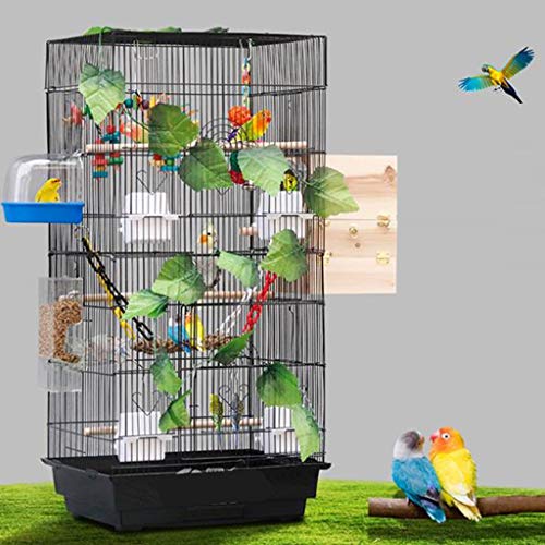 Z-W-dong Ampliación de la azotea Jaula del loro, 43,5 * 33 * los 92CM Cockatiel Finch Canarias jaula de pájaros Aves Casa jaulas for mascotas Negro Blanco Metal la jaula jaula de cría Jaulas para pája