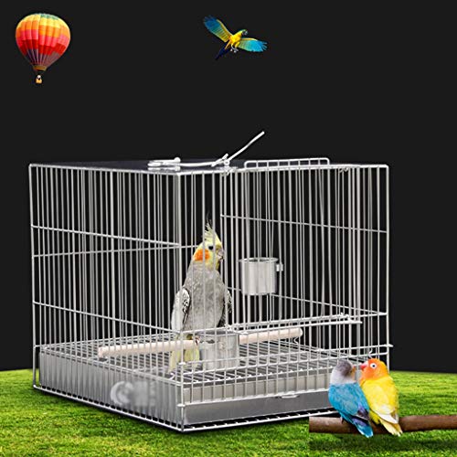 Z-W-dong Jaulas de acero inoxidable, las jaulas de aves loro recorrido que acampa de Oro periquitos periquitos pequeña jaula de transporte for mascotas Jaulas para pájaros ( Size : 28*36*28CM )