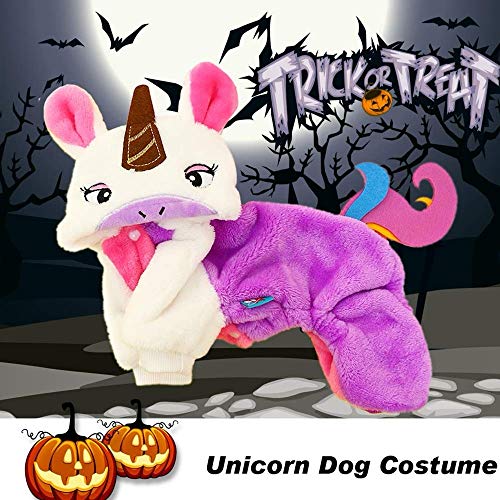 ZA&LA Mascotas Disfraz Cosplay Unicornio Perro Disfraz Abrigo Mascotas Ropa con Capucha Abrigo para Perros y Gatos, Halloween y Invierno (M)