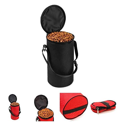 ZANGAO 24.5x14.5CM Viaje Plegable al Aire Libre Tazón de Perro Mascotas Hámster Contenedor de Comida Seca Bolsa Impermeable TB Venta (Color : Black)