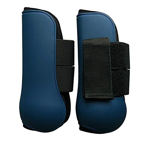 ZANGAO Resistente al Desgaste Caballo Pata Ajustable Delantera Botas Hind Pierna tendón Protectores Blandos PU Equipo Ecuestre complementos de equitación (Color : A Pair of Blacks)