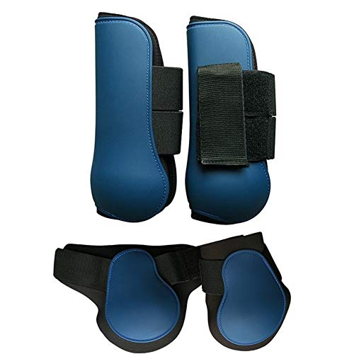 ZANGAO Resistente al Desgaste Caballo Pata Ajustable Delantera Botas Hind Pierna tendón Protectores Blandos PU Equipo Ecuestre complementos de equitación (Color : A Pair of Blacks)