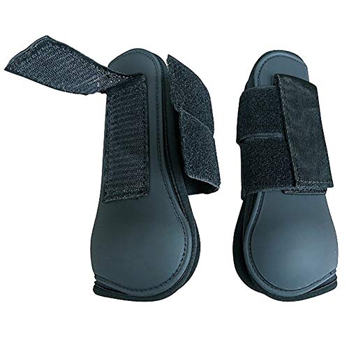 ZANGAO Resistente al Desgaste Caballo Pata Ajustable Delantera Botas Hind Pierna tendón Protectores Blandos PU Equipo Ecuestre complementos de equitación (Color : A Pair of Blacks)