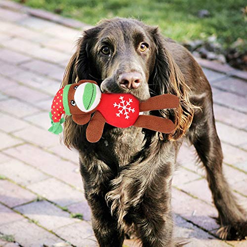 Zerodis Juguete para Masticar Perros Peluche Juguete para Masticar Mono navideño Lindo con sonda incorporada Juguete para Mascotas Elegante para Cachorros Perros pequeños medianos(Mono)