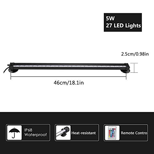 Zerodis - Luz LED sumergible para acuario, con mando a distancia y lámpara LED de colores para kit de luz de acuario