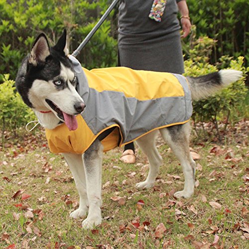 zhbotaolang Capucha Respirable Impermeable de Dos Colores para el Perro Grande Medio NO.6-12(Amarillo)