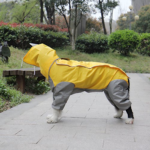 zhbotaolang Impermeable a Prueba de Agua de Moda para Perro Grande con Capucha Ropa NO.20-30(Amarillo)