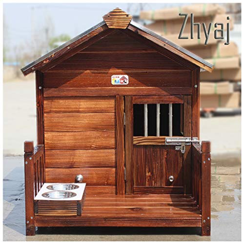 Zhyaj Caseta De Perro De Bricolaje Exterior Transpirable Perrera De Madera Resistente A La Intemperie Perros Villa con Terraza Y Ventana,B