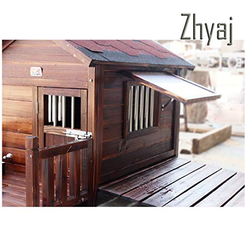 Zhyaj Caseta De Perro De Bricolaje Exterior Transpirable Perrera De Madera Resistente A La Intemperie Perros Villa con Terraza Y Ventana,B