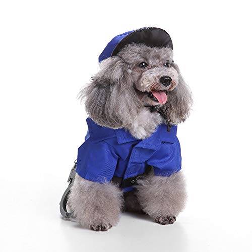 Zhyaj Ropa para Mascotas, Traje De Uniforme De Policia con Gorro, Mascotas Traje para Cachorro Perros Pequeños Medianos Chihuahua Navidad Traje De Halloween,M