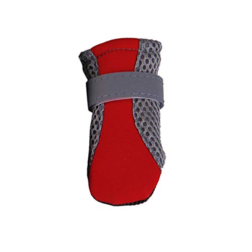 Zltang Zapatos para Perros Perrito Botas De Proteccion Cubiertas Malla Transpirable Antideslizante Suela Blanda Calzado Canino Botines para Caminar Ajuste Perro De Raza Pequeña Rojo XL