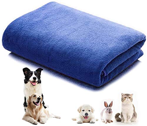 ZM-Shoes Mascota Super Absorbente Toalla de Microfibra Perro Suave y Absorbente Toalla de Secado rápido Secado En Grande Perro, Gato, Mascota 160 x 60 cm,Azul