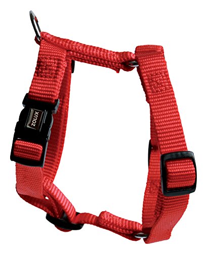 Zolux arnés Nailon Ajustable para Perro, Colores Unidos Rojo Anchura 20 mm Torre de Cuello 39 A 58 cm Torre de poitrail 46 de 64 cm