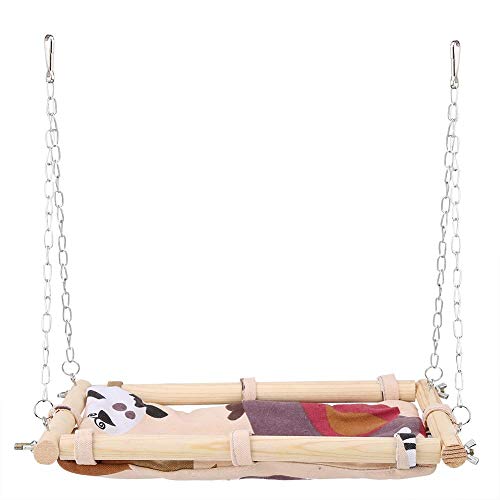 Zouminyy Columpio de Cama de Loro, Hamaca de Canva para Mascotas, Jaula Colgante de Madera para pájaros, Juego de Columpio de Cama de Juego de Loro