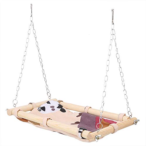 Zouminyy Columpio de Cama de Loro, Hamaca de Canva para Mascotas, Jaula Colgante de Madera para pájaros, Juego de Columpio de Cama de Juego de Loro