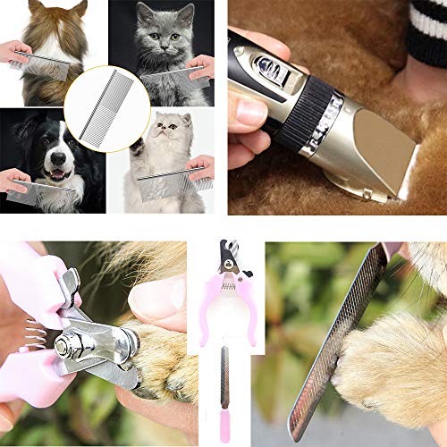 Zumeca Cortadoras de Pelo para Mascotas, Gato Perro Clippers, 4 peines Regulables,Bajo Nivel de Ruido Rechargeable Electric Cargador Tijeras Peine,Un Cepillo pequeño,Perro Profesional Cortadoras Pelo