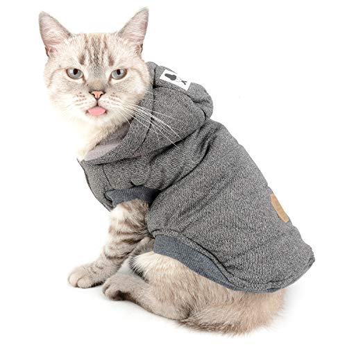 Zunea Chaleco de Perro pequeño Forro Polar Forrado Abrigo de Invierno cálido Chaqueta de Cachorro con Capucha a Prueba de Viento Mascota Chihuahua Sudadera Ropa de Perrito Prendas de Vestir Gris M