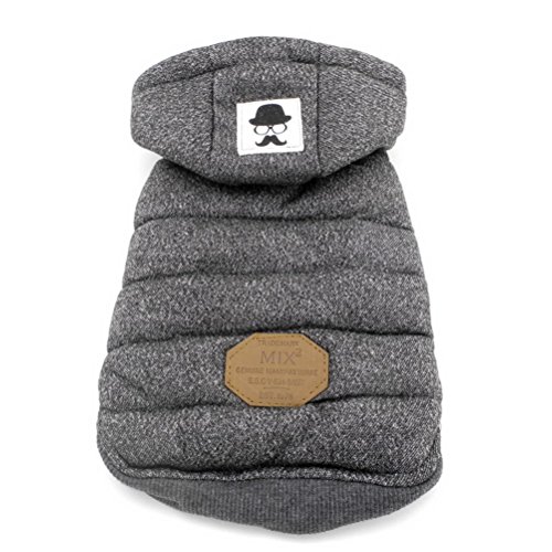 Zunea Chaleco de Perro pequeño Forro Polar Forrado Abrigo de Invierno cálido Chaqueta de Cachorro con Capucha a Prueba de Viento Mascota Chihuahua Sudadera Ropa de Perrito Prendas de Vestir Gris M