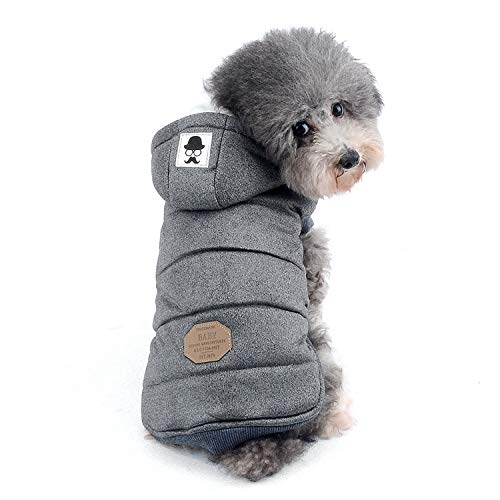 Zunea Chaleco de Perro pequeño Forro Polar Forrado Abrigo de Invierno cálido Chaqueta de Cachorro con Capucha a Prueba de Viento Mascota Chihuahua Sudadera Ropa de Perrito Prendas de Vestir Gris M