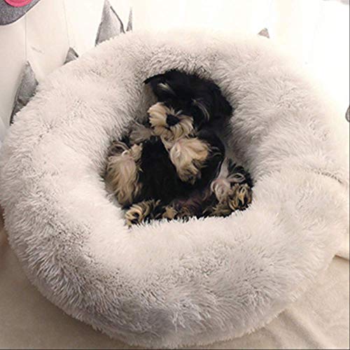 ZYY - Cama para Mascotas, diseño de Perro, Redondo, para Invierno, cálida, de Felpa, Supersuave, portátil, para Gatos, Suministros de 46/50/60 cm, 80 cm, Color Blanco