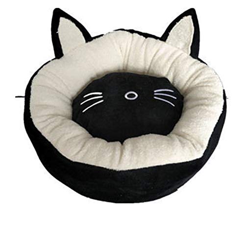 zyy Gato Camas, Orejas De Perro Basket Cat Ronda De La Perrera del Gato Nido Gatito Cojín para Perro Sofá-Cama Profunda del Gato del Sueño,Negro,S