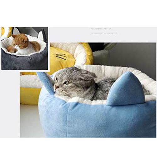 zyy Gato Camas, Orejas De Perro Basket Cat Ronda De La Perrera del Gato Nido Gatito Cojín para Perro Sofá-Cama Profunda del Gato del Sueño,Negro,S