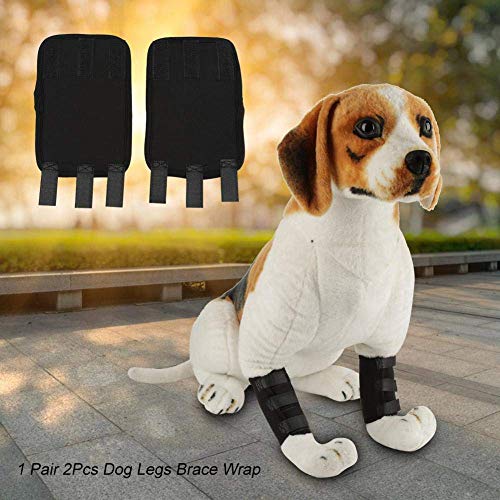 1 par de protectores de muñeca para la pierna delantera del perro, rodilleras para las rodillas, soporte carpiano, pomada, protector de codo, urdimbre para perros con artritis, negro(M)