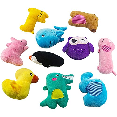 10pcs Juguetes para Perros Cachorros Peluche para Perros Juguetes Interactivos para Perros Juguetes chirriantes Juguetes para la Dentición de Cachorros para Peluches Perros Pequeños con Sonido