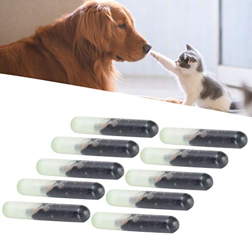 143 10Pcs/Set Microchip antiestático Chips para Perros 2.12MM Glass Pet Microchip Standard Antibacterial Animal Chip Implants Etiqueta electrónica biológica, para identificación, biomarcadores