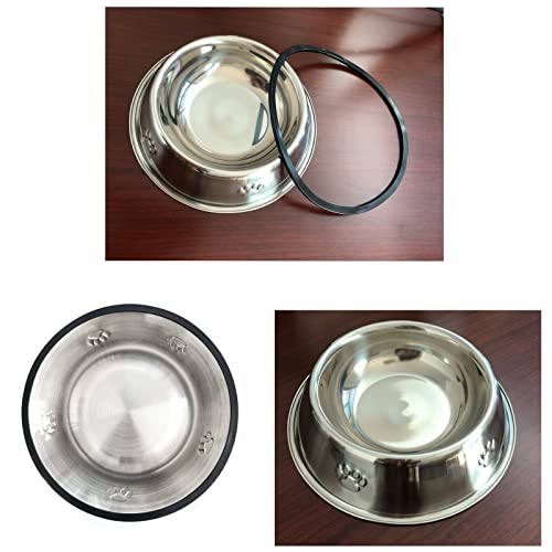 2 Cuencos de Acero Inoxidable Para Perros, Platos Para Perros Con Bases de Goma Antideslizantes, Cuencos Medianos de Alimentación Para Mascotas y Cuencos de Agua (M-22 cm/8.6 pulgadas)