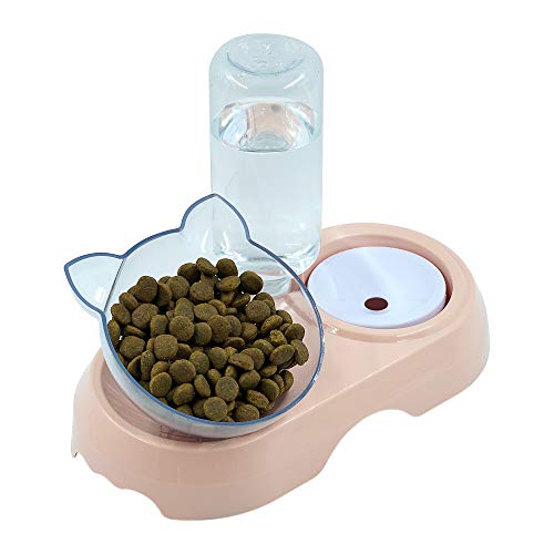 2 in 1 Comedero y Bebedero Automático para Gatos y Perros Dispensador de Agua Pequeño Gato Comedero De Agua para Mascotas Comedero de Perros Gatos (2EN1)