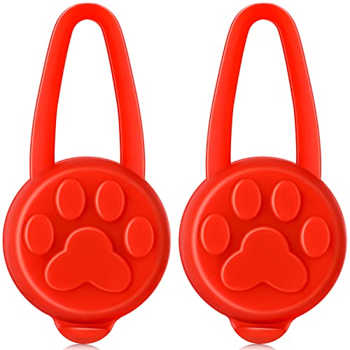 2 Luces Brillar para Collar de Perro Luces de 3 Modos de Silicona de Gato para Caminar de Noche Luz LED Impermeable de Clip en Correa y Collar Collar de Seguridad Ligero con Batería (Rojo)