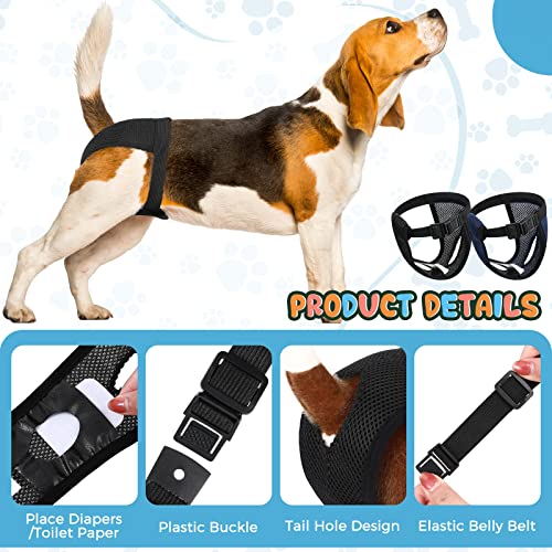 2 Paquetes Pantalones Pañales para Perros con 6 Toallas Sanitarias Bragas Protectoras Lavables Braguitas Higiénicas para Perros Hembras en Celo Sangrado Mensual, Negro y Azul (L)