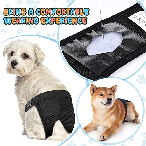 2 Paquetes Pantalones Pañales para Perros con 6 Toallas Sanitarias Bragas Protectoras Lavables Braguitas Higiénicas para Perros Hembras en Celo Sangrado Mensual, Negro y Azul (L)