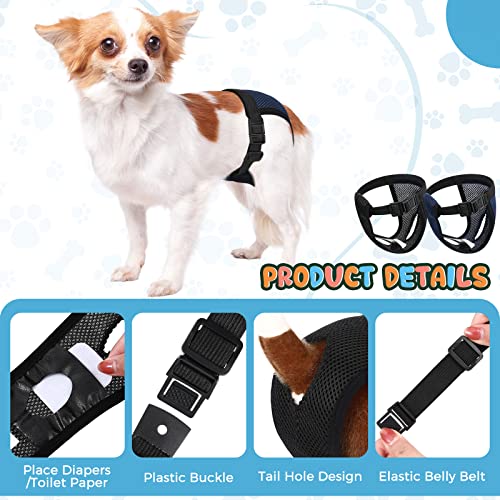 2 Paquetes Pantalones Pañales para Perros con 6 Toallas Sanitarias Bragas Protectoras Lavables Braguitas Higiénicas para Perros Hembras en Celo Sangrado Mensual, Negro y Azul (S)