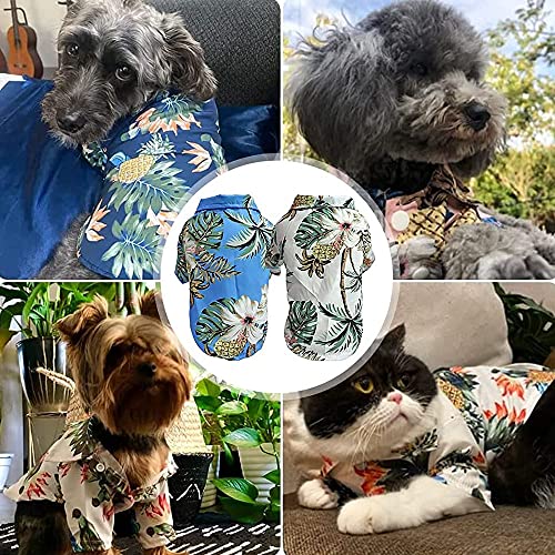 2 Pcs Camisa Hawaiana para Mascotas, Camisa para Mascotas, Ropa de Perro Fresca y Transpirable, Ropa Estampada para Mascotas, Adecuado para la Mayoría de Perros Pequeños y Medianos (S)