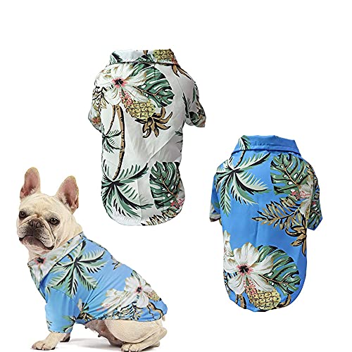 2 Pcs Camisa Hawaiana para Mascotas, Camisa para Mascotas, Ropa de Perro Fresca y Transpirable, Ropa Estampada para Mascotas, Adecuado para la Mayoría de Perros Pequeños y Medianos (S)