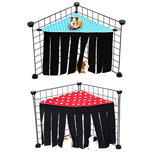 2 Pcs Escondite de Hámster, Hámster para Animales Pequeños Tienda, Borla Cortina Escondite para Hámsterm, para Conejillo de Indias, Chinchilla, Erizo, Rata, Ardilla, Hurón, Conejito enano (Rojo +Azul)