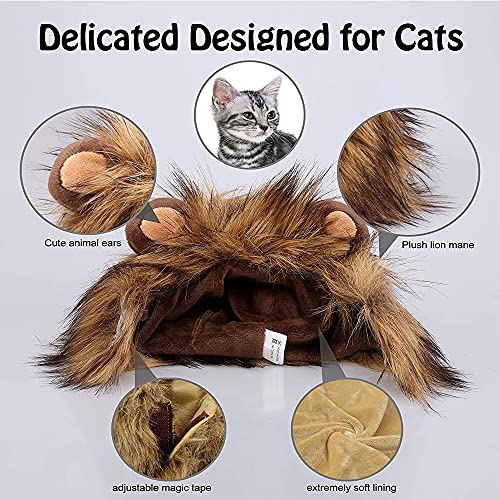 2 Pcs Melena de león para perro, Melena de León Disfraz, Peluca de León Para Gato, Disfraz de Melena de León de Melena ideal para Halloween, Navidad, Fiestas, Actividades para Perros, Marrón Claro